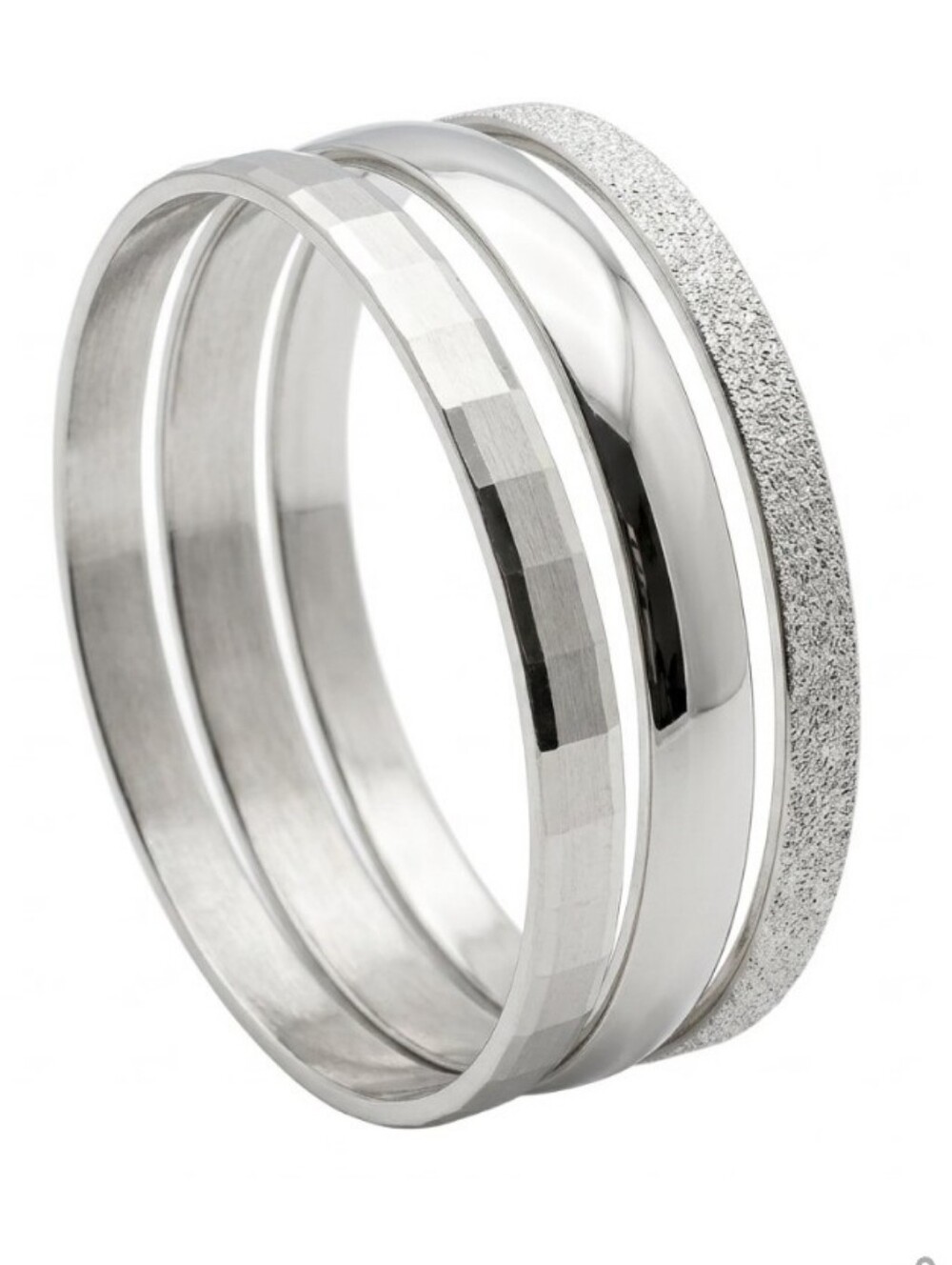 Vtg Monet Silver Tone Textured, Hammered, & Polished Bangles - Set Of 3